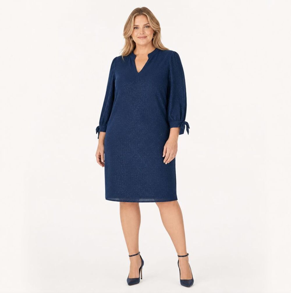 NIZA Sequin Dress EU46 / 2XL Navy Shift Special Event Wedding Guest Formal Spain